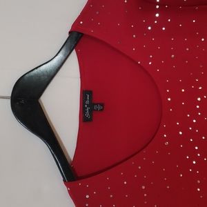 Red Blouse With  Mirrored Jewels .